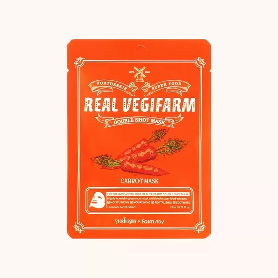 FORTHESKIN SUPER FOOD REAL VEGIFARM DOUBLE SHOT MASK-Carrot, 23ml